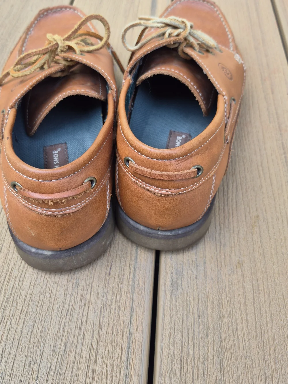 Men’s Brown Leather Boat Shoes with Rawhide Laces - 12